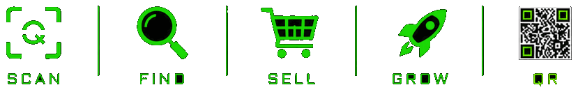 Scan, find, sell, grow, QR